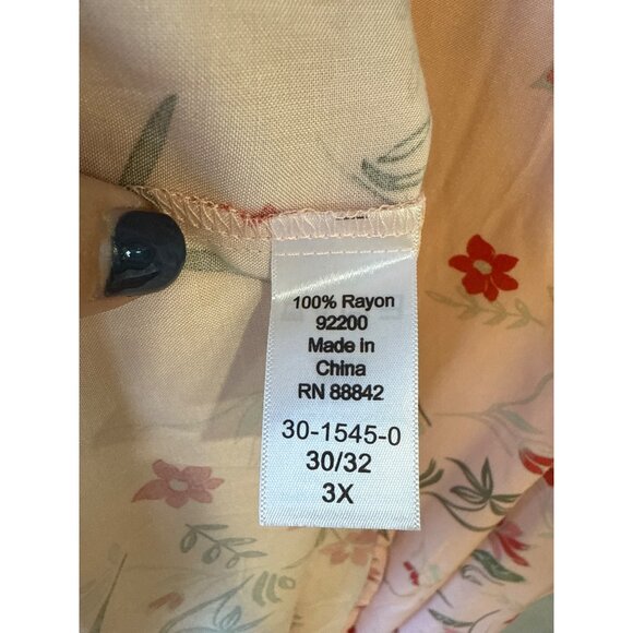 Woman Within Pink Floral Print 3/4 Sleeve Tunic Top Size 3X  Lightweight - Picture 5 of 7